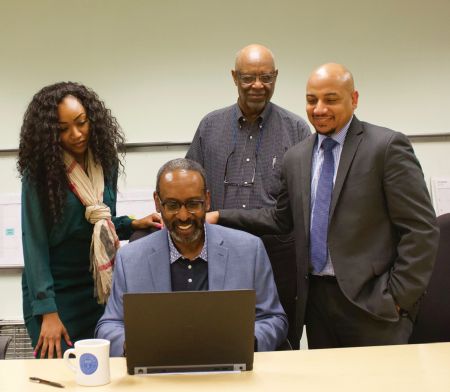 Left to Right: Shenai Jackson, Wayne State University; Forrest 'Sam' Carter, Michigan State University; James D. Smith, Grand Valley State University; and Ken L. Harris, National Business League.
